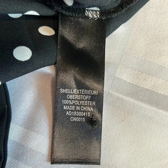 ADRIANNA PAPELL wrap sheer chiffon polka dot B&W blazer,cover jacket,blouse.EC - Picture 15 of 16